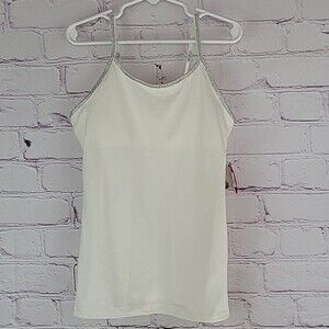 SO Ivory tanktop with silver trim/straps. Size 10 Girls. NWT